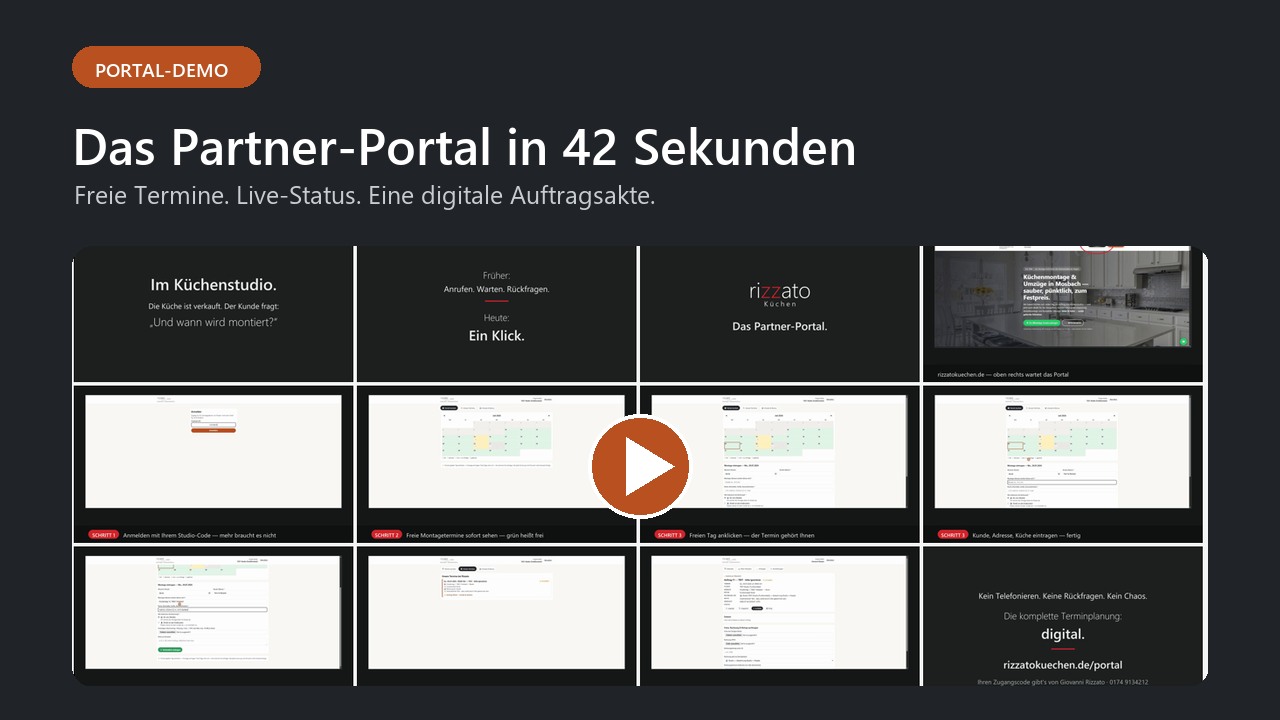 Vorschau auf das Rizzato Partner-Portal